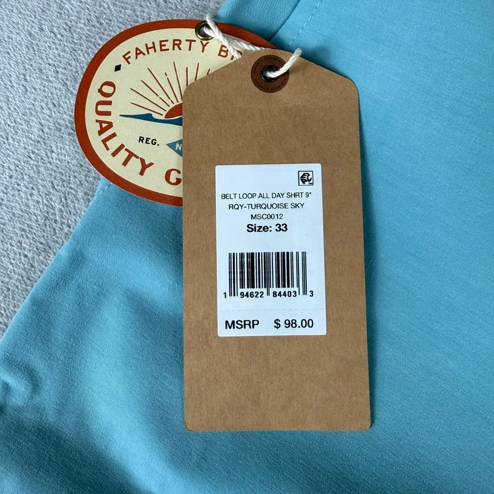 Faherty All-Day Shorts Mens 33 Turquoise Sky 9